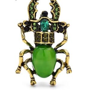 Vintage Green Beetle Brooch